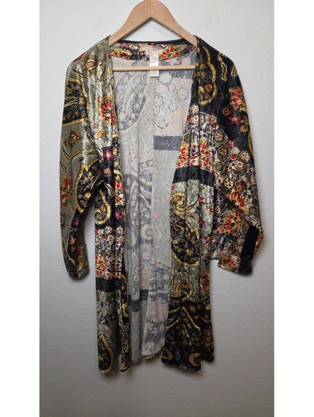 Tracy Porter Burnout Velvet Floral Cardigan Kimono Bronze S